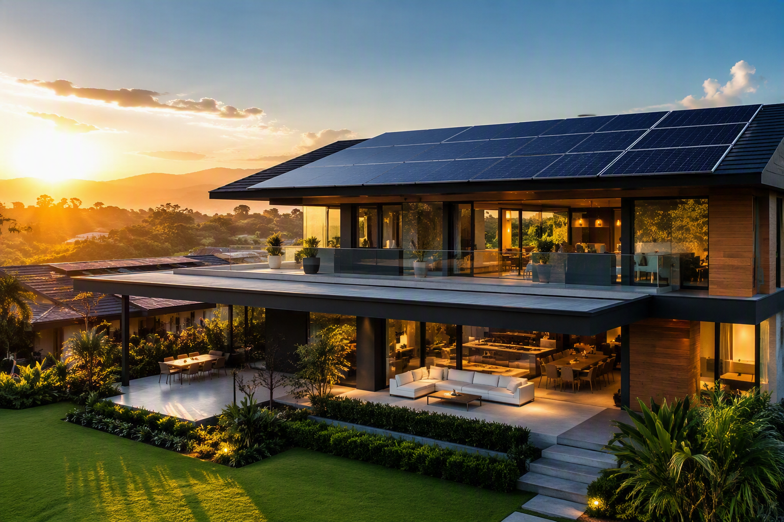 Casa moderna con paneles solares